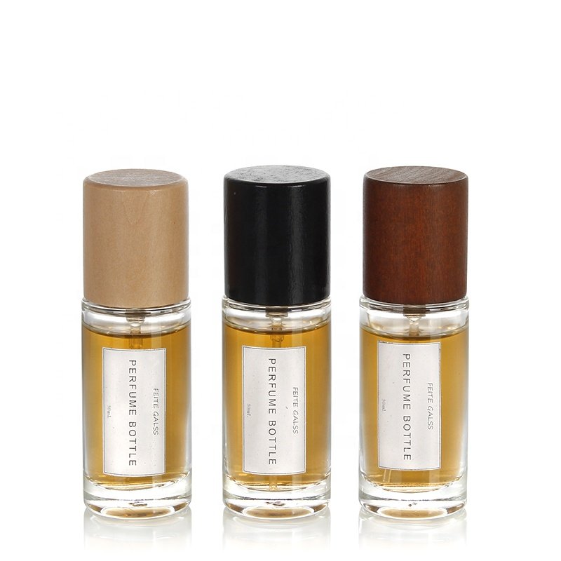 New 20ml round Curly Glass Perfume Bottle with Wooden Cap Empty Spray Bottle
