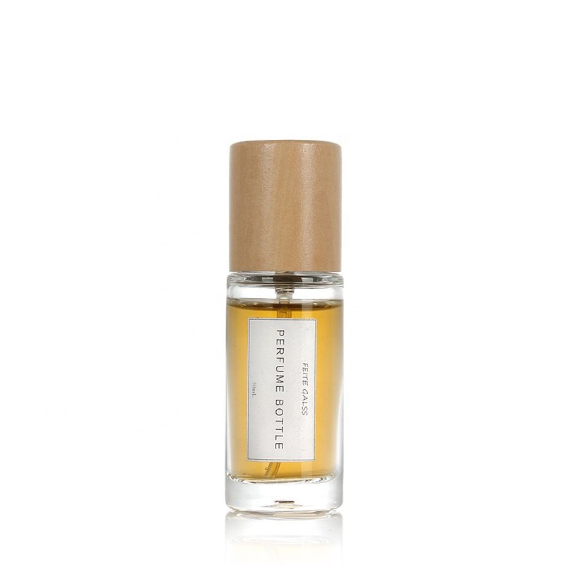 New 20ml round Curly Glass Perfume Bottle with Wooden Cap Empty Spray Bottle