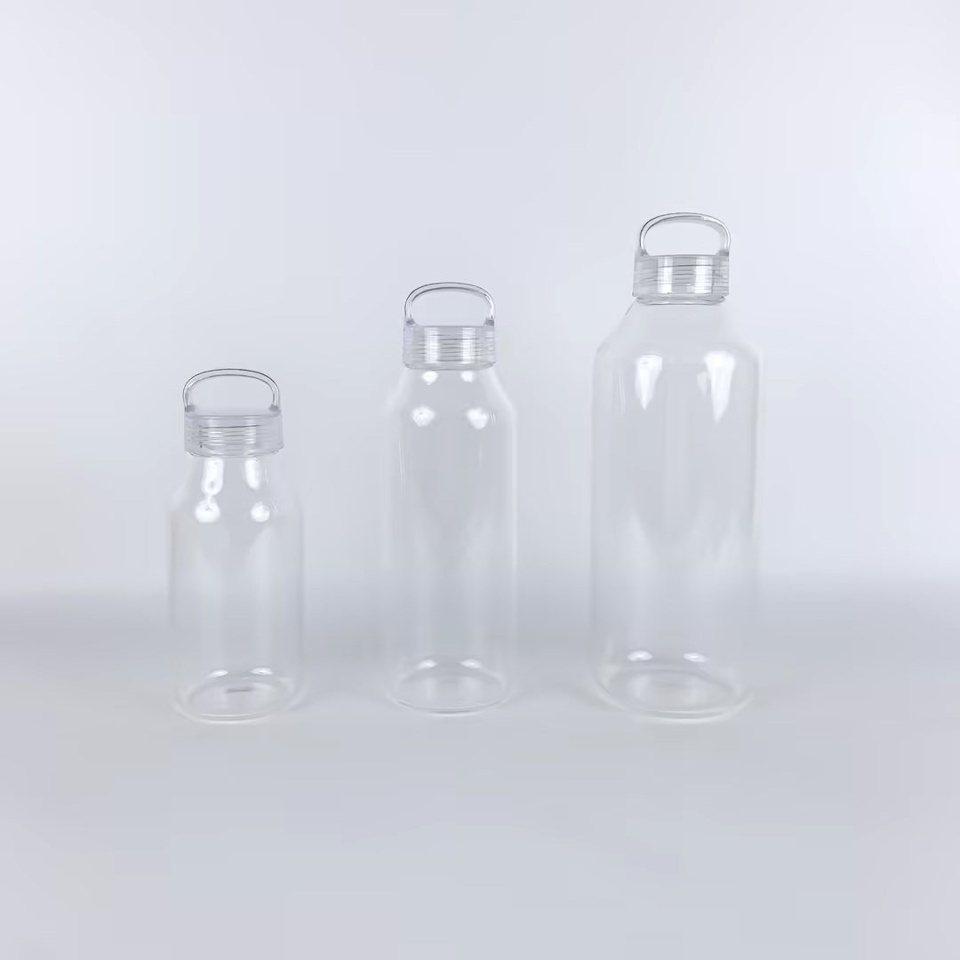 2024 Hot Sale High Borosilicate Glass Milk Bottle with Handle mini 300ml 500ml 900ml Custom Logo Coffee and Milk Travel Bottle