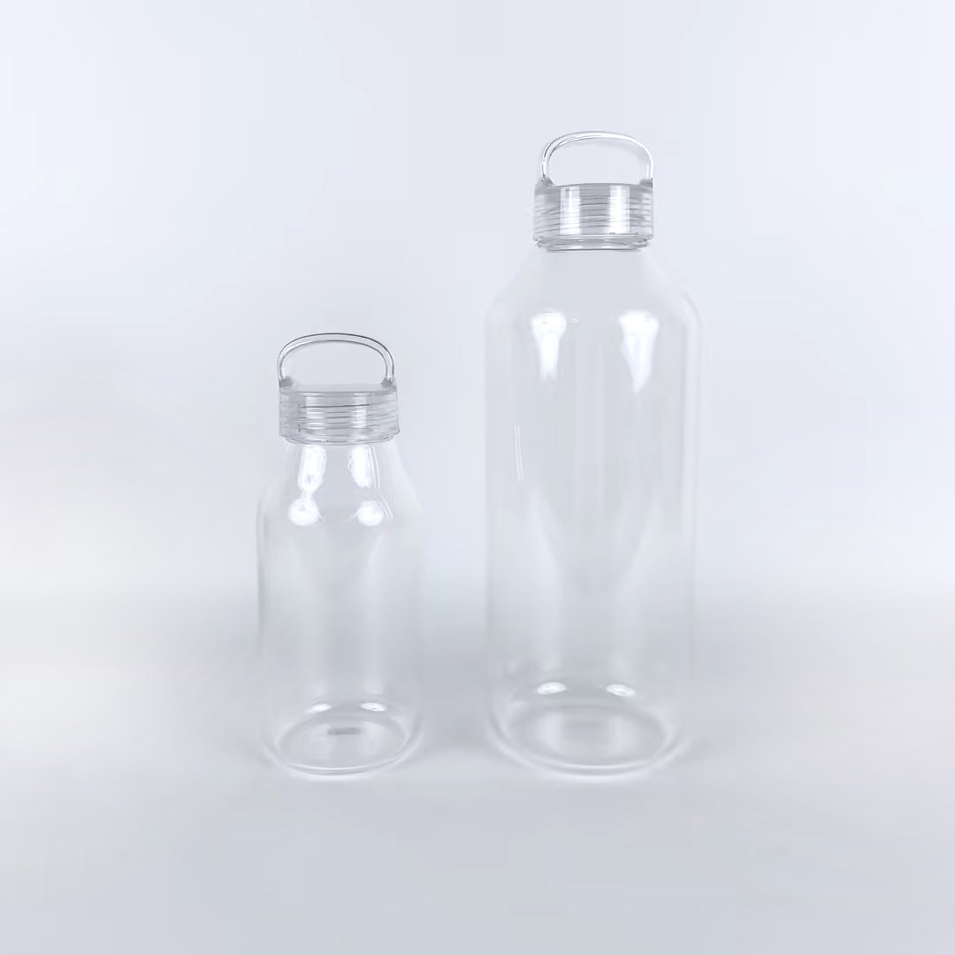 2024 Hot Sale High Borosilicate Glass Milk Bottle with Handle mini 300ml 500ml 900ml Custom Logo Coffee and Milk Travel Bottle