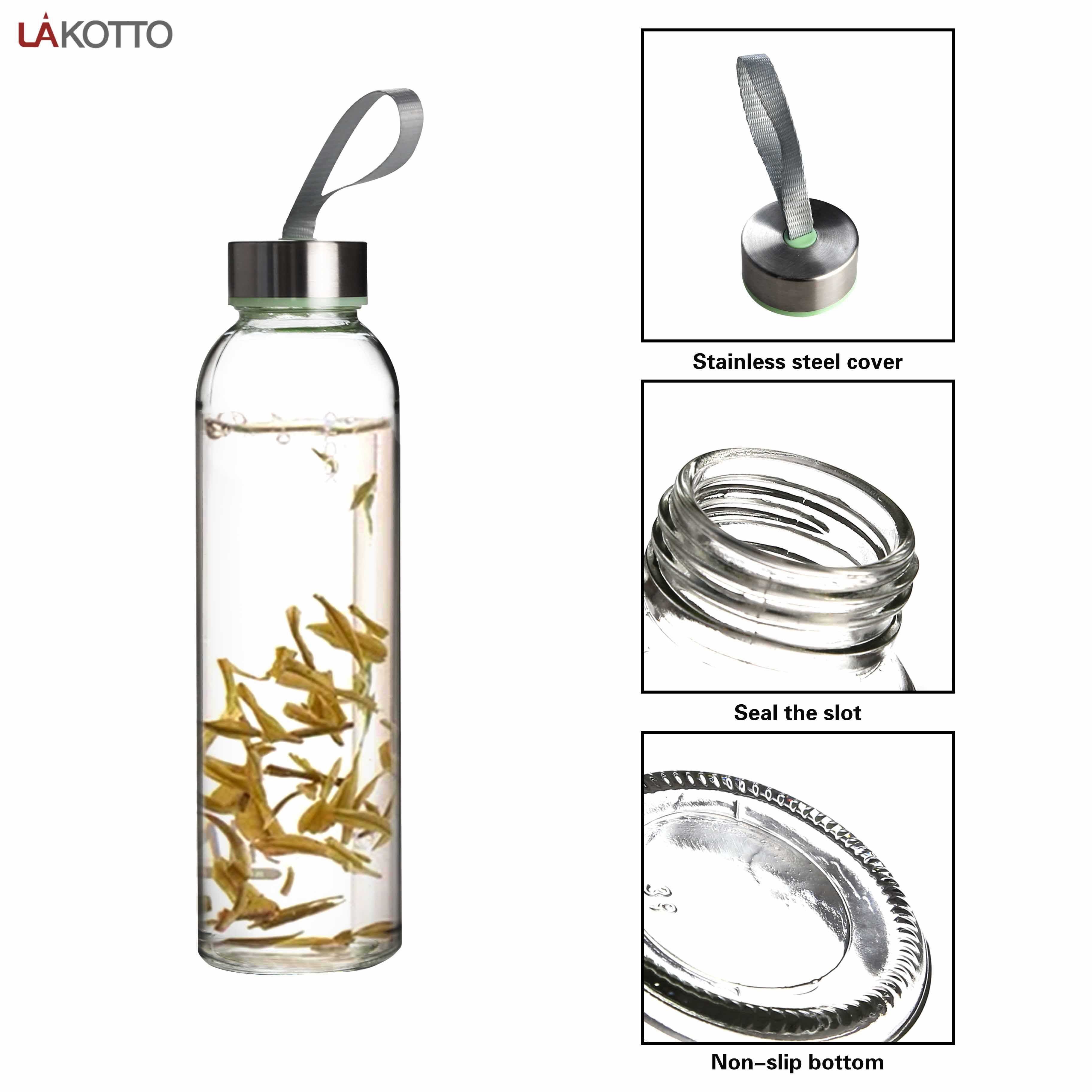 Glass Bottles Eco Friendly Bpa Free Stainless Steel Lid Drinking Bottle 500ml Drinking Custom Glass Water Bottle