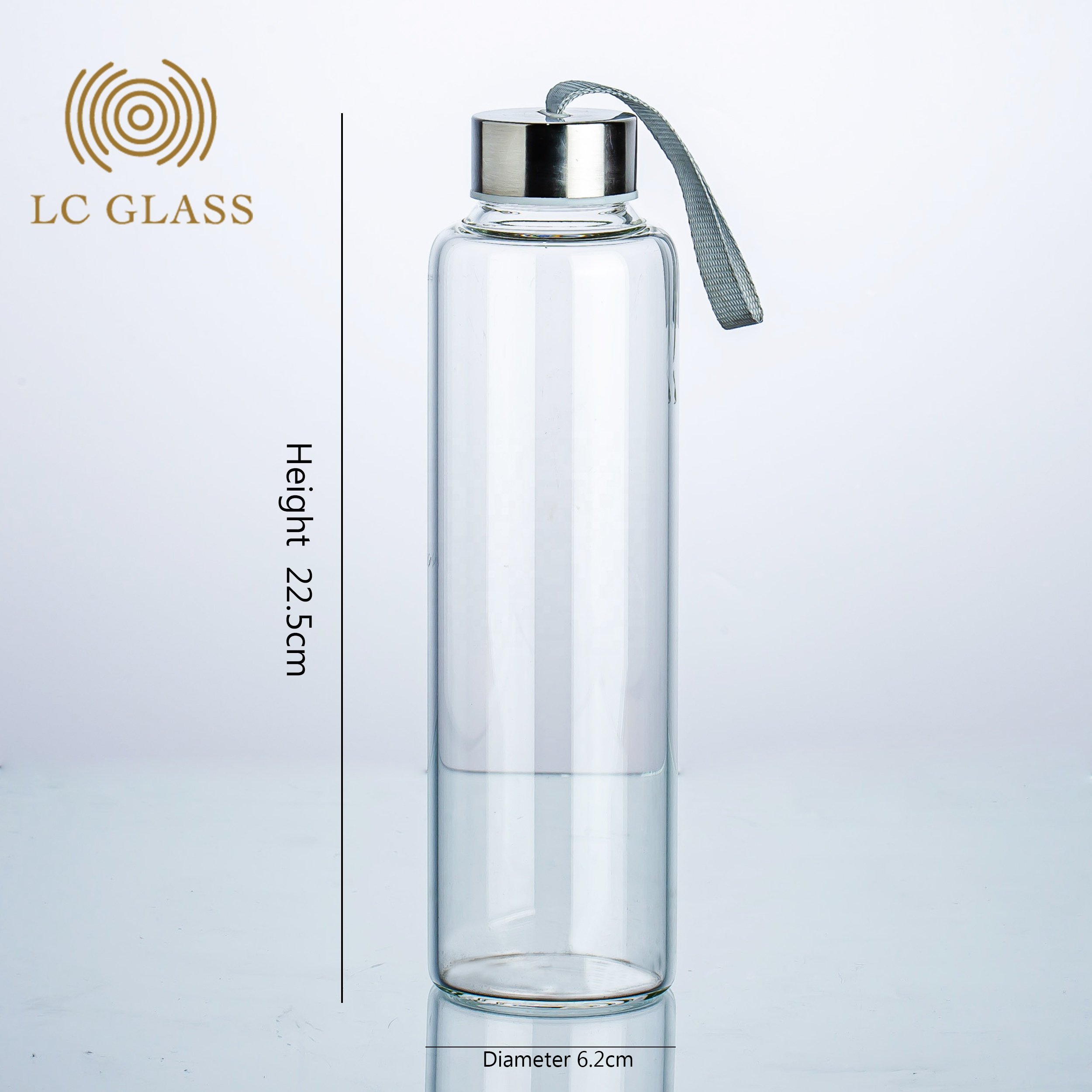 500ml Travel Glass Water Bottle Wholesale Cheap Glass with Metal Lid Glass Bottles for Juice Adults Modern Sustainable