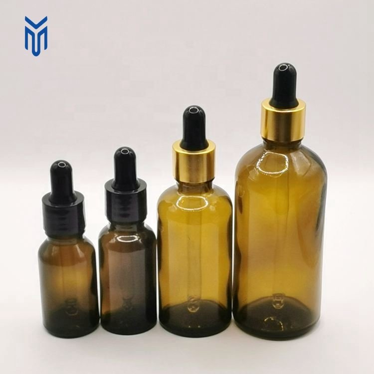 Wholesale 5ml 10ml 15ml 20ml 30ml 50ml 100ml empty amber glass essential oil dropper bottle oil bottle serum bottle with dropper
