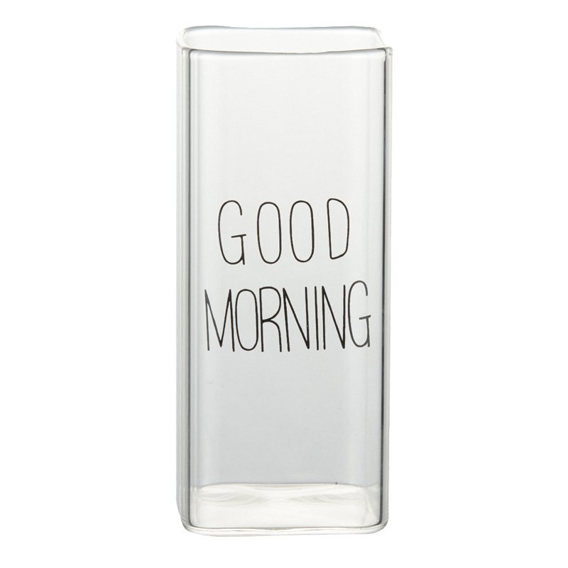 Clear Thin Glass Bottle 400ml Milk Coffee sport Square Glass Water Cup Custom Juice Tea Mug