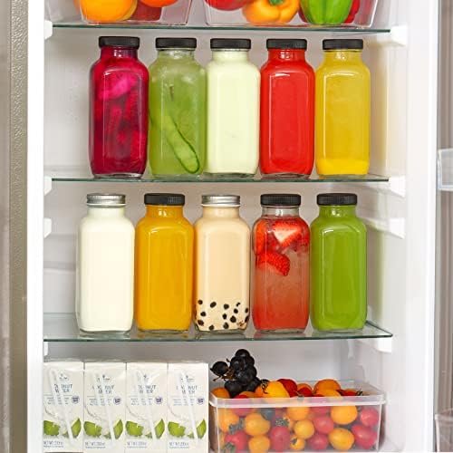 CUCUMI 10pcs 16oz Glass Juice Bottles Cork Screw Cap Lids Reusable Drinking Jars Water Cups Brush Glass Straws Lids Hole Empty