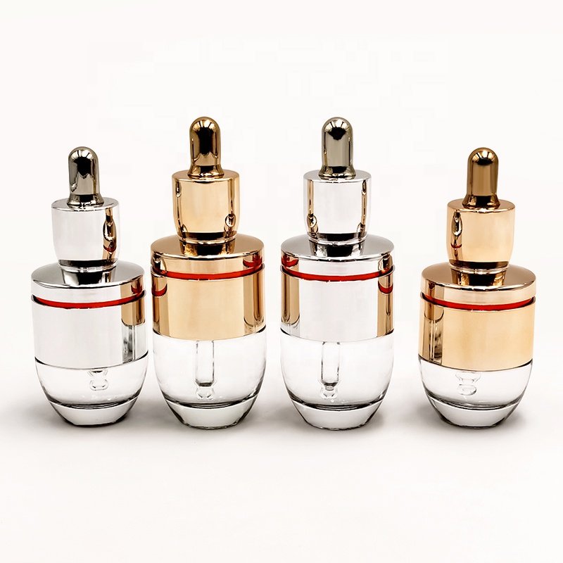 30ml glass dropper bottle eco friendly shoulder aluminum skincare packaging for serum essential oil