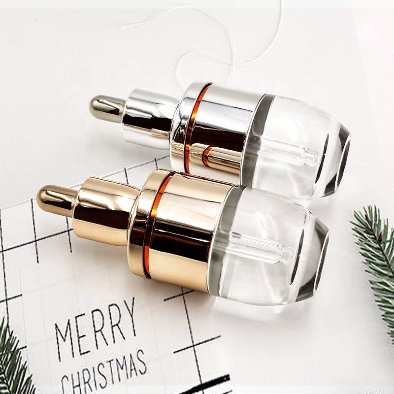 30ml glass dropper bottle eco friendly shoulder aluminum skincare packaging for serum essential oil