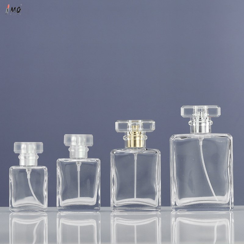 30ml 50ml 100ml Square Refillable Unique Glass Pump Empty Bottles For Perfume Cosmetics Packaging Bottles Wholesale