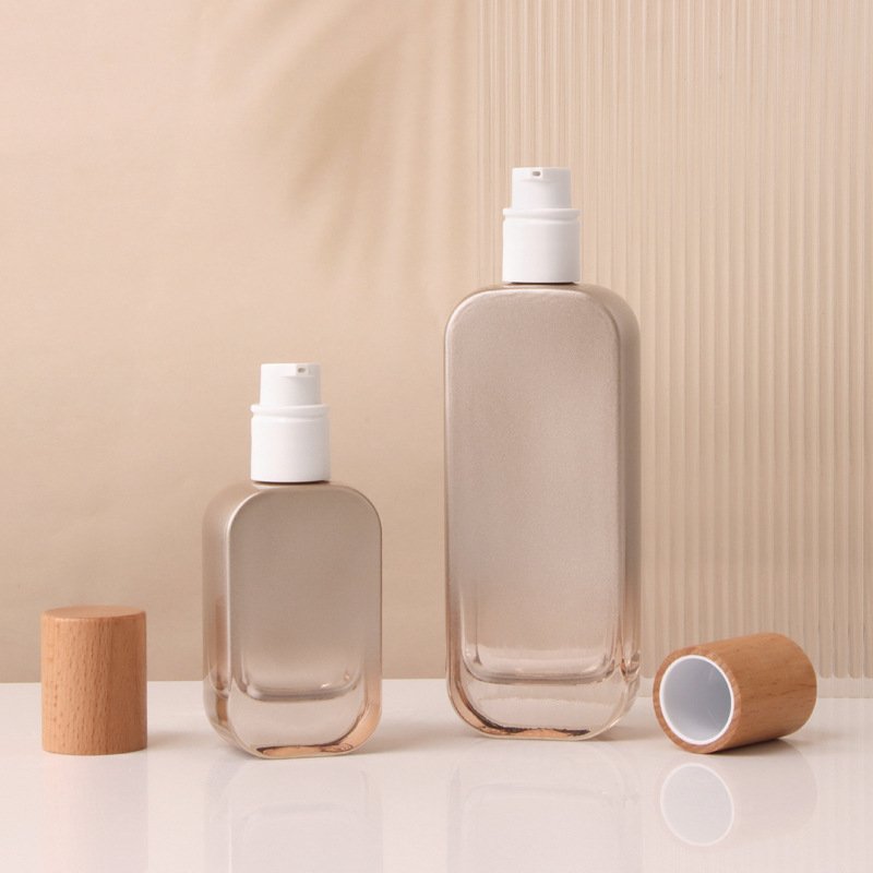 Empty Glass Bottle Skincare Packaging Lotion Bottle With Pump Luxury Cosmetic Glass Bottle And Jar Set For Skin Care Container
