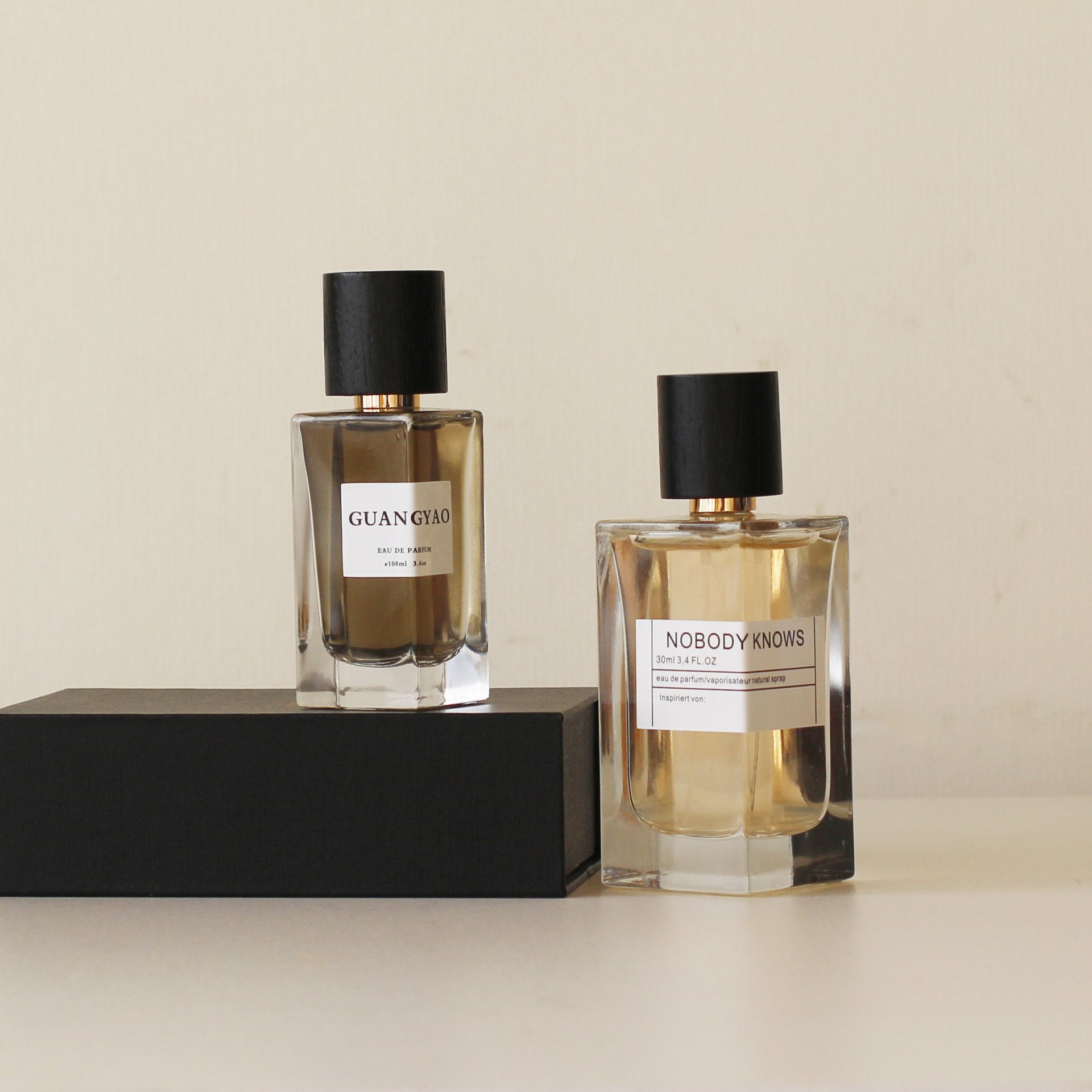 Wholesale 30ml 50 ml 100ml Empty Luxury Flat Square Spray Fragrance Parfum Bottle Black Refillable Perfume Glass Bottle
