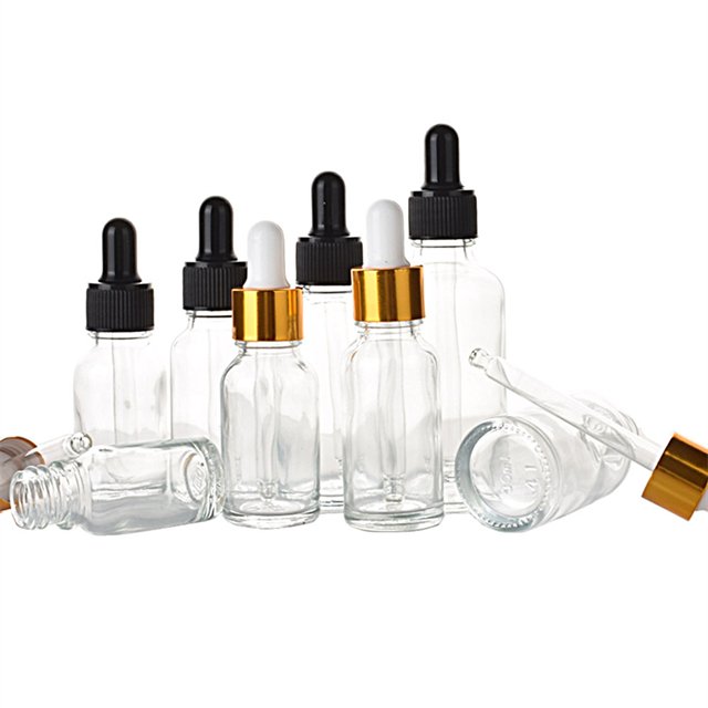 Essential oil bottle matte transparent essential oil serum glass dropper Glass Bottle with Calibrated Glass pipette