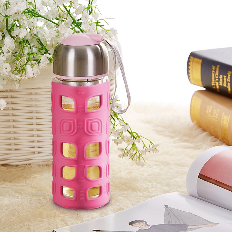 promotional gift silicone glass drinking water bottle rubber sleeve custom logo OEM/ODM factory manufacturer