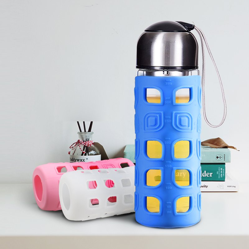 promotional gift silicone glass drinking water bottle rubber sleeve custom logo OEM/ODM factory manufacturer