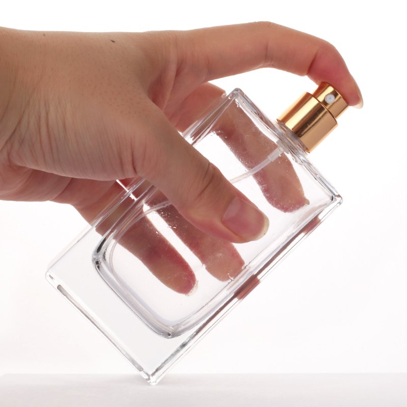 Refillable Empty 100 ml Rectangle Fragrance Luxury Perfume Glass Bottle with Box