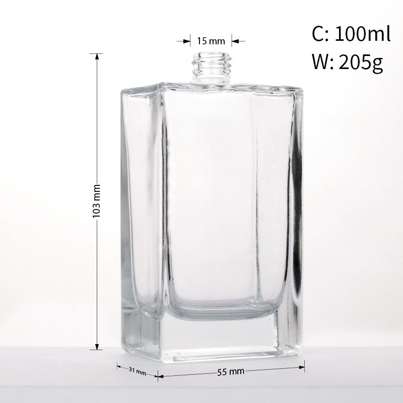 Refillable Empty 100 ml Rectangle Fragrance Luxury Perfume Glass Bottle with Box