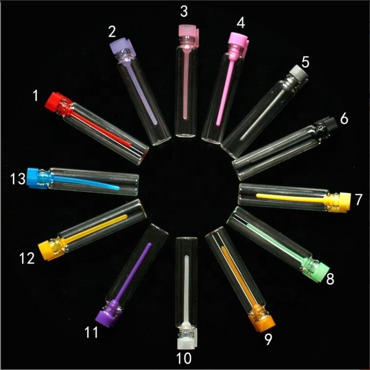 1ml Black Vials White Cap Empty Clear Plastic Vials Glass Bottle Tester Sample Vial With Plastic Plug