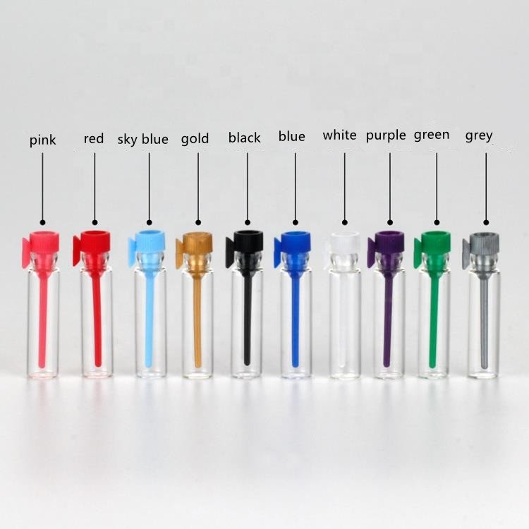 1ml Black Vials White Cap Empty Clear Plastic Vials Glass Bottle Tester Sample Vial With Plastic Plug
