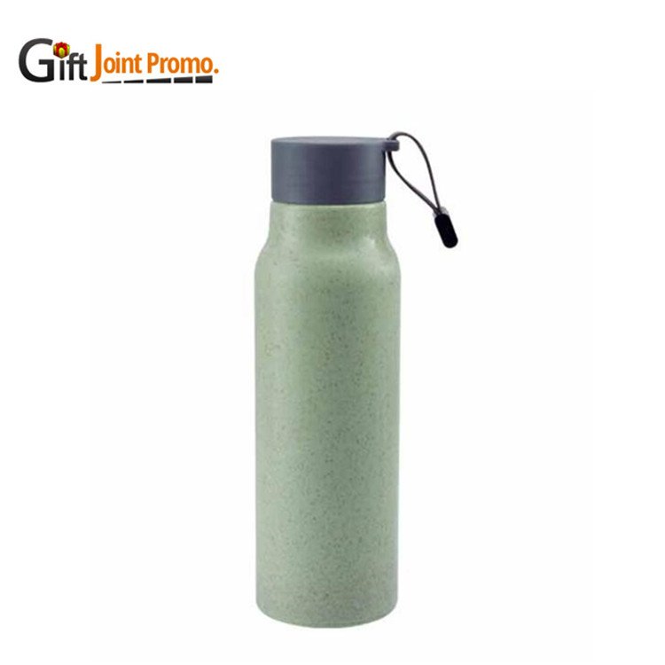 Eco friendly double wall wheat straw water bottle outdoor 400ml plastic wheat straw glass bottle