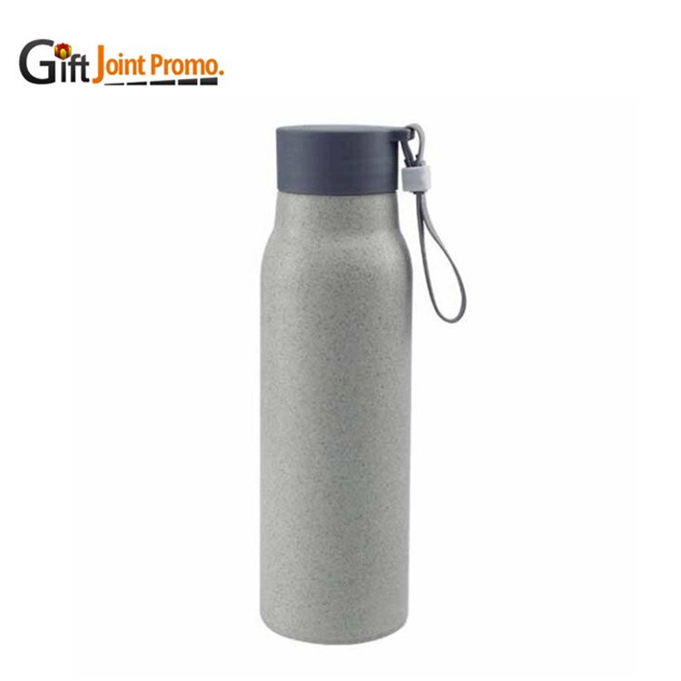 Eco friendly double wall wheat straw water bottle outdoor 400ml plastic wheat straw glass bottle