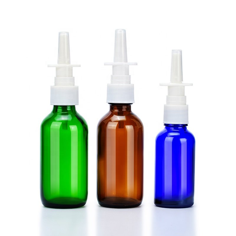 Stock 5ml 10ml 15ml 20ml 30ml 50ml 60ml 100ml clear amber cobalt blue green glass nasal spray bottle