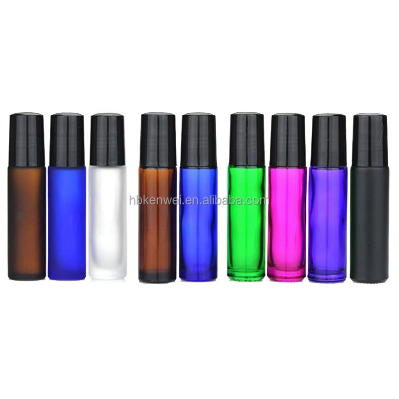 10ML Amber/blue/green/pink/clear Roll On Glass Bottle Cosmetic Fragrances Essential Oil Bottles With Steel Roller Ball