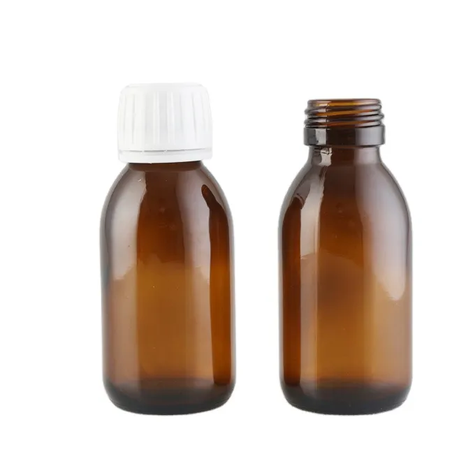 150ml pharmaceutical glass bottle amber glass syrup bottle with plastic tamper evident cap