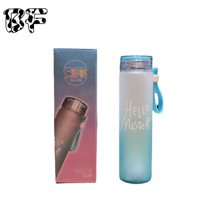 Hot Sale 480ml Wholesale Water Cup Student School Office Botella De Agua Gradient Colorful Glass Water Bottle For Kids
