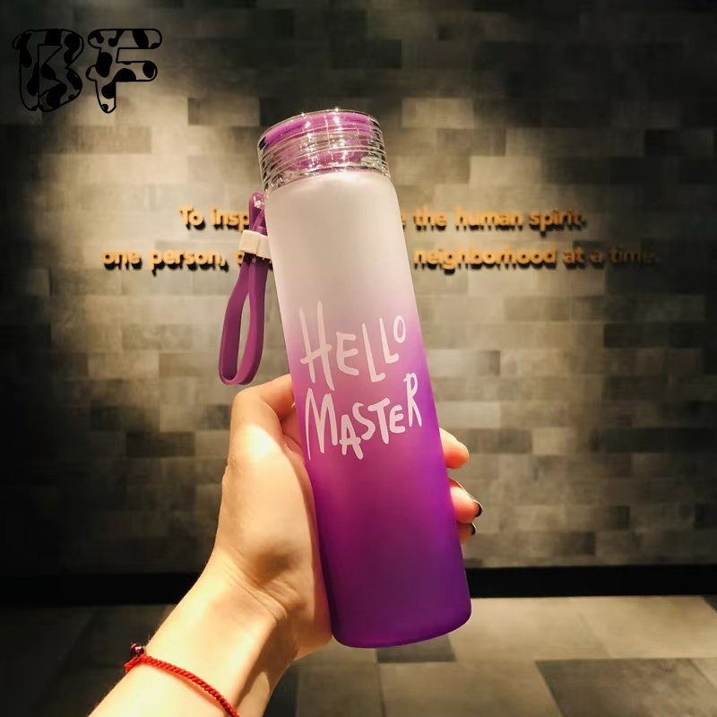 Hot Sale 480ml Wholesale Water Cup Student School Office Botella De Agua Gradient Colorful Glass Water Bottle For Kids