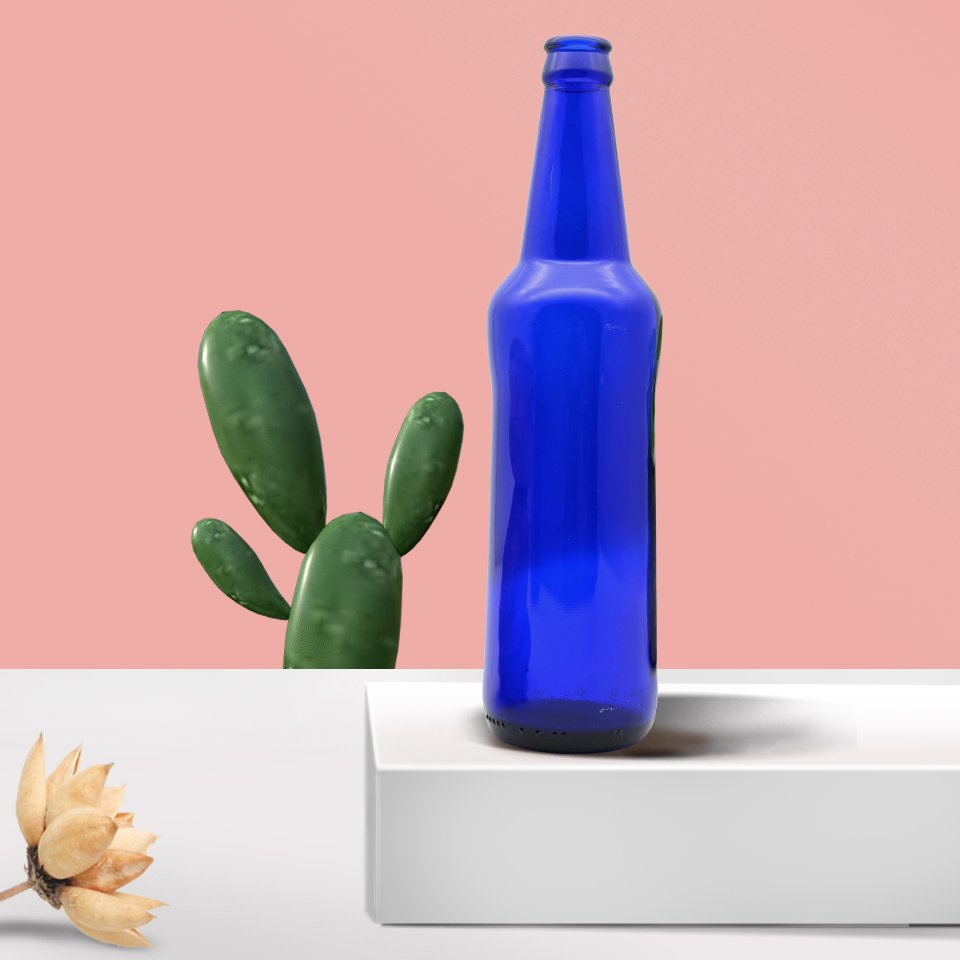 Hot Sale Blue bottle Packaging for Beer Glass Bottle Customized Color for 330ml 500ml Custom