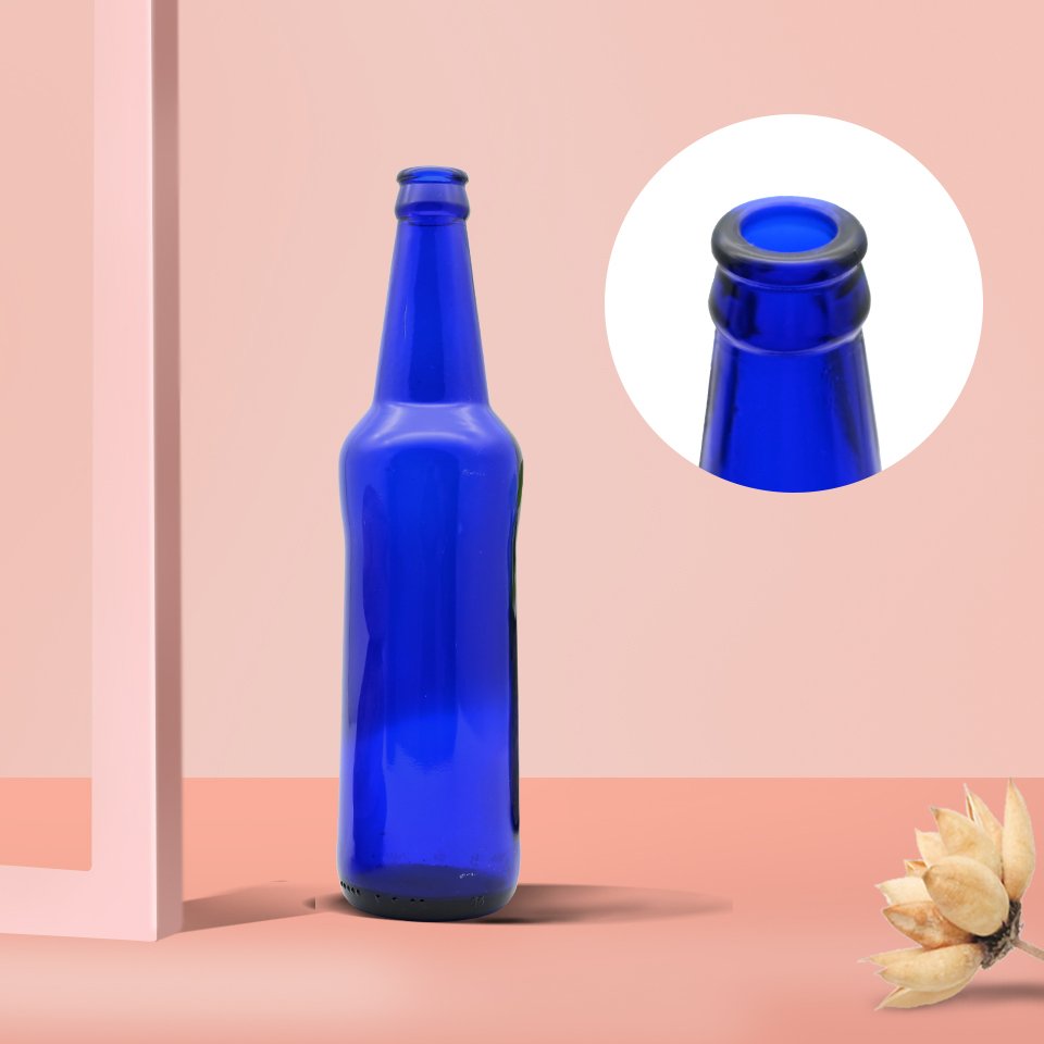 Hot Sale Blue bottle Packaging for Beer Glass Bottle Customized Color for 330ml 500ml Custom