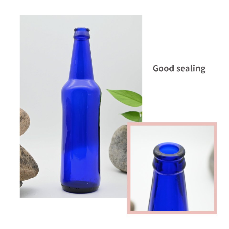 Hot Sale Blue bottle Packaging for Beer Glass Bottle Customized Color for 330ml 500ml Custom