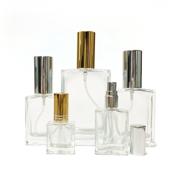 Hot Sale Factory Price Custom Transparent Refillable Square Perfume Bottle With Screw Sprayer Cap 10ml 15ml 30ml 50ml 100ml