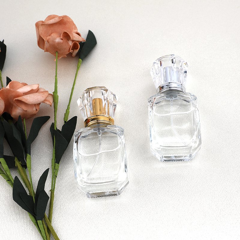 30ml 50ml 100ml fragrance Empty Glass Perfume Spray Bottle Refillable Rectangular Gold or Silver