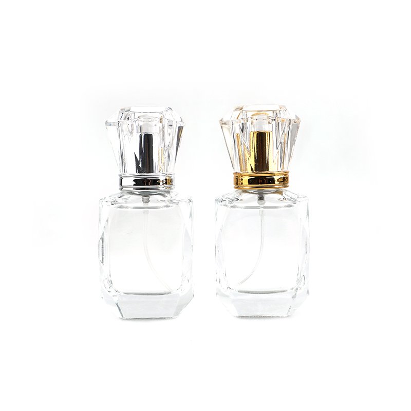 30ml 50ml 100ml fragrance Empty Glass Perfume Spray Bottle Refillable Rectangular Gold or Silver