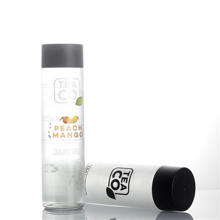 Wide Mouth Natural BPA Free Clear Glass Bottles with Lids Reusable Refillable Water Bottles for Juicing