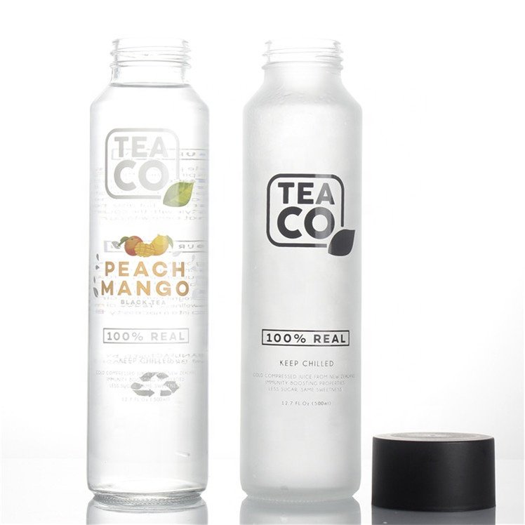 Wide Mouth Natural BPA Free Clear Glass Bottles with Lids Reusable Refillable Water Bottles for Juicing