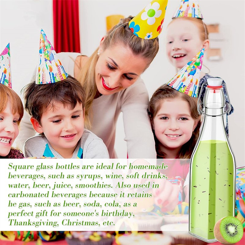 100ml 250ml 500ml 700ml 1L Swing top Clear Square Empty Drinking Enzyme Beverage Milk Glass Bottle