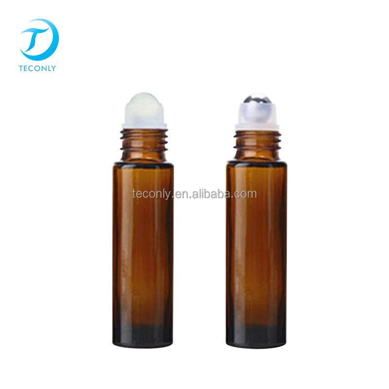 Luxury 10 ml 1/3 oz clear black square perfume roll on glass bottle with metal roller bottle for perfume essential oil