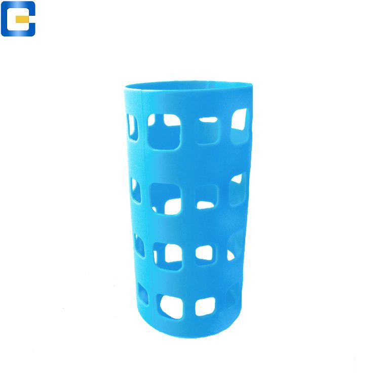 embossed silicon sleeves for glass bottle, daily use Heat-resistant food grade glass water bottle silicone sleeve