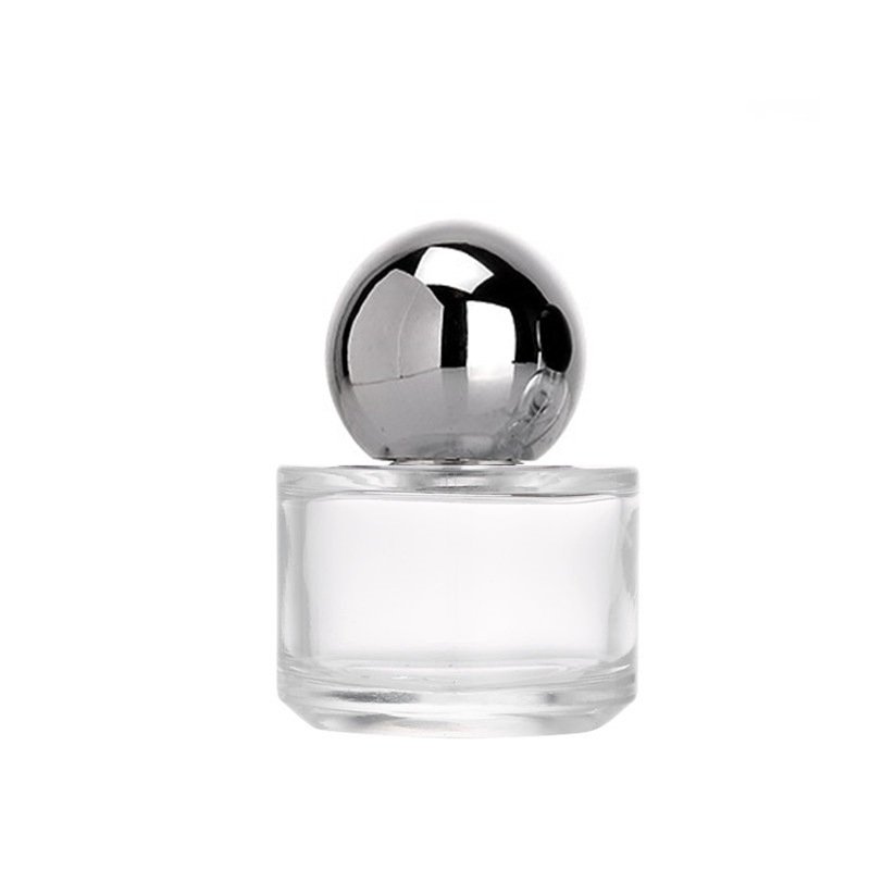 Luxury 30ml 50ml 100ml Quality PAEFUM Round Flat Shoulder Glass Perfume Bottle With Round Gold Silver Cap