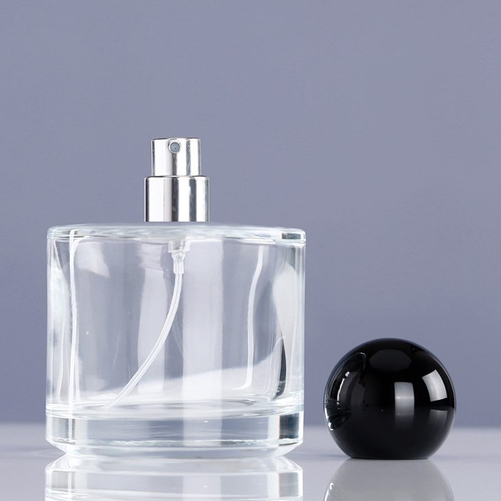 Luxury 30ml 50ml 100ml Quality PAEFUM Round Flat Shoulder Glass Perfume Bottle With Round Gold Silver Cap