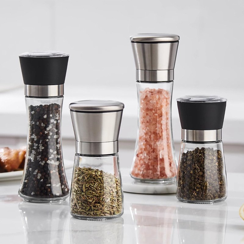 Kitchen Tools Pepper Salt Grinder Manual Grinding Bottle Glass Flavor Bottle
