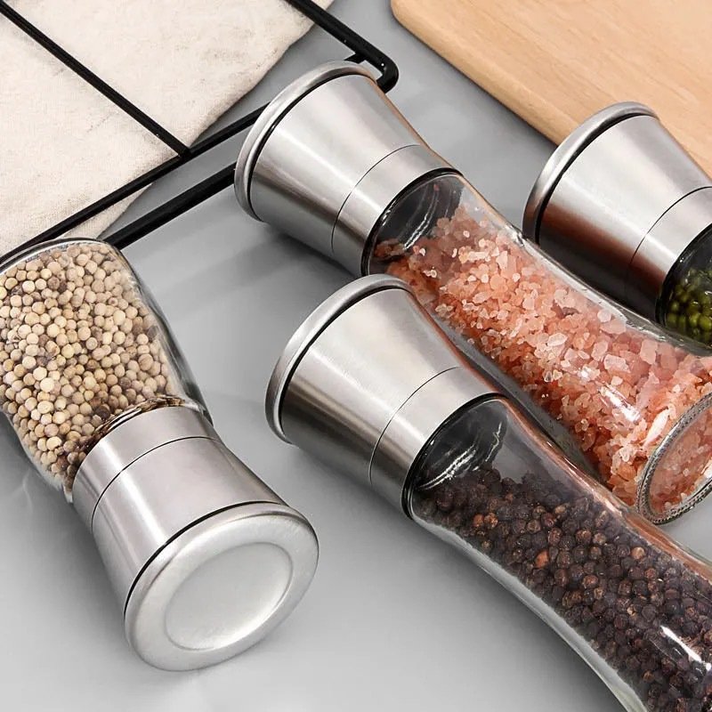 Kitchen Tools Pepper Salt Grinder Manual Grinding Bottle Glass Flavor Bottle