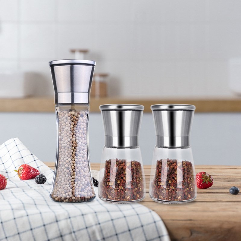 Kitchen Tools Pepper Salt Grinder Manual Grinding Bottle Glass Flavor Bottle