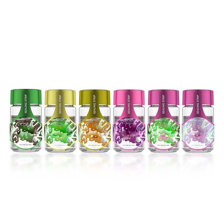 Custom label design glass jar 5 pack Smell proof airtight stash glass jars child proof flower container