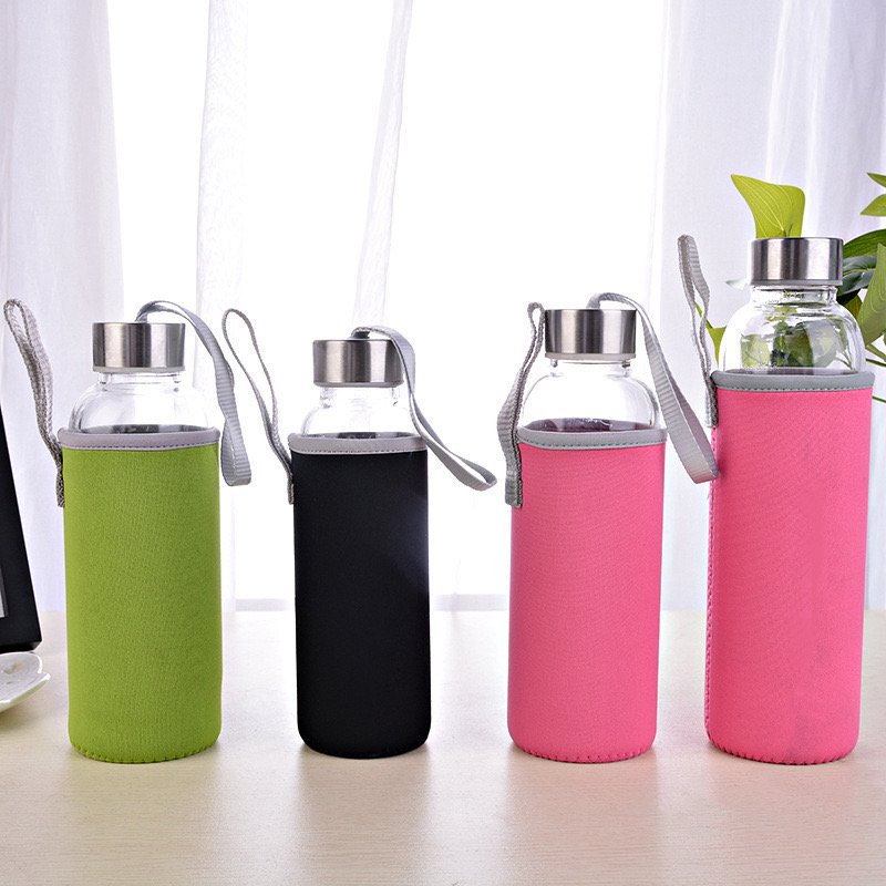 New Discount Price Large Capacity Travel Custom Clear High Borosilicate Glass Drinking Water Bottle Jar With Stainless Steel Lid