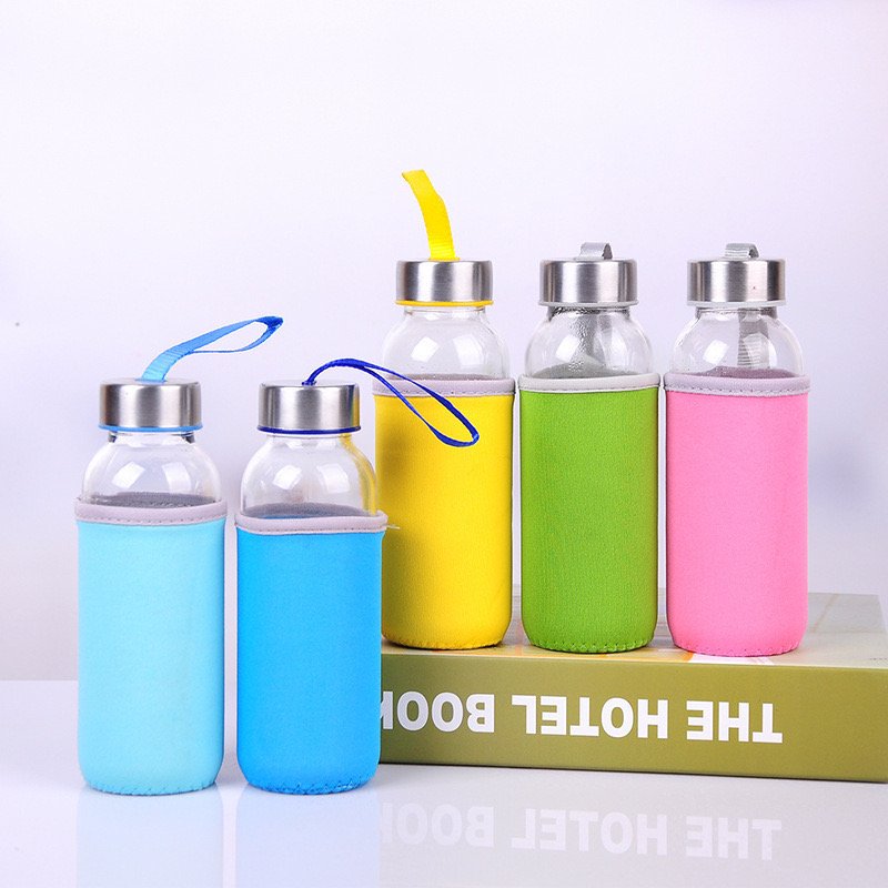 New Discount Price Large Capacity Travel Custom Clear High Borosilicate Glass Drinking Water Bottle Jar With Stainless Steel Lid
