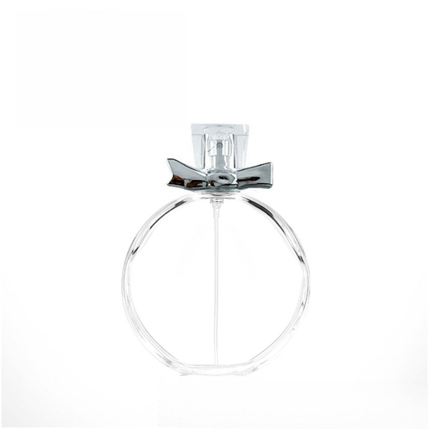 Perfume Packaging Oval Flat Recyclable 100ml Glass Bottles With Pump Sprayer Cap