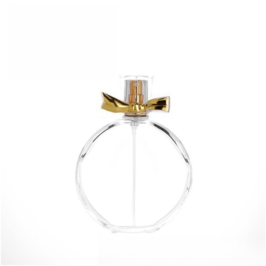 Perfume Packaging Oval Flat Recyclable 100ml Glass Bottles With Pump Sprayer Cap