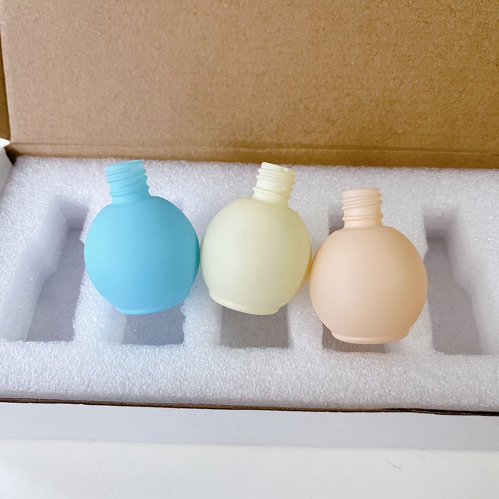 NEW portable 10ml morandi matte blue pink yellow bulb spherical shape perfume glass spray bottle